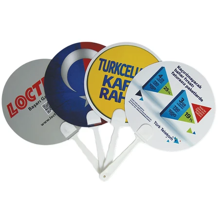 Plastik Saplı, Yuvarlak Kesim Karton Yelpaze