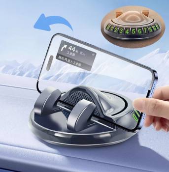 OTO-CM-225 - 360° Dönebilen Yapışkanlı Numaratörlü Araç Telefon Tutucu