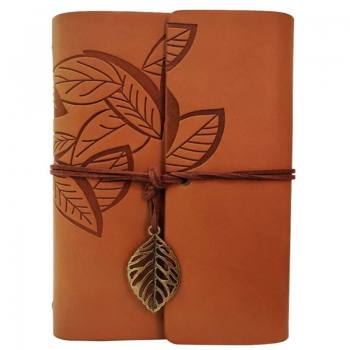-24242450277 - Deri Yaprak Desenli Defter