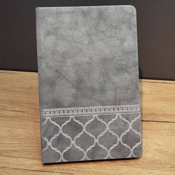 -24242451621 - Desenli Gri Renk Deri Defter