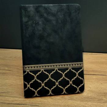 -24242451623 - Gold İşlemeli Siyah Deri Defter