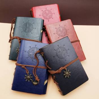 -1766574362194 - Pusula Tasarımlı Deri Defter - Değiştirilebilir Sayfalı - Vintage Ajanda